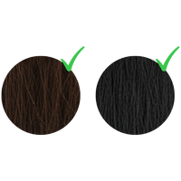 IPL-haarkleur geschiktheid – donkerbruin en zwart haar aangeduid als geschikt voor IPL (groen vinkje), informatieve vergelijking van haarkleuren.