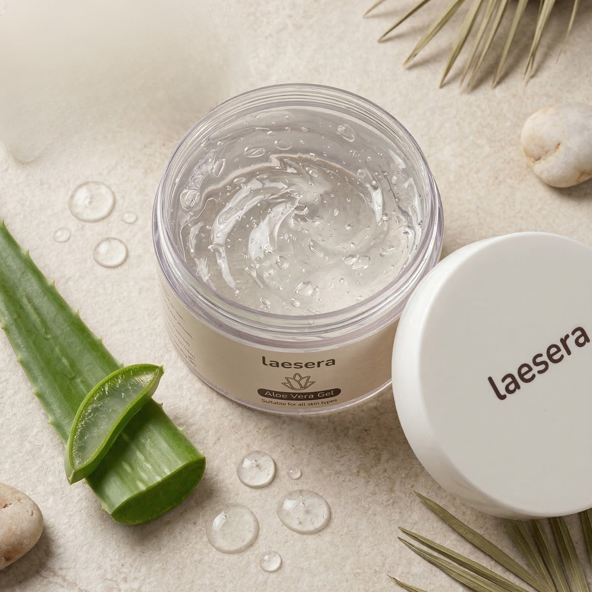 Potje Laesera aloë vera gel met verse aloë vera plant voor natuurlijke huidverzorging