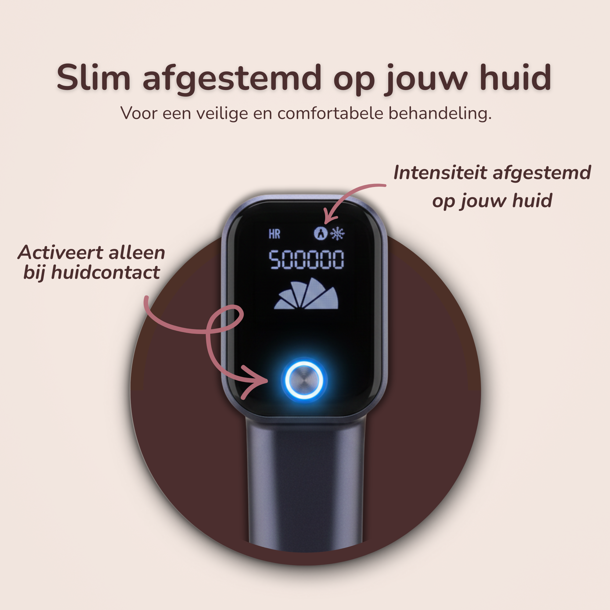 Laesera Nova One IPL ontharingsapparaat met slimme huidsensor dat de intensiteit automatisch afstemt op het huidtype en alleen activeert bij huidcontact