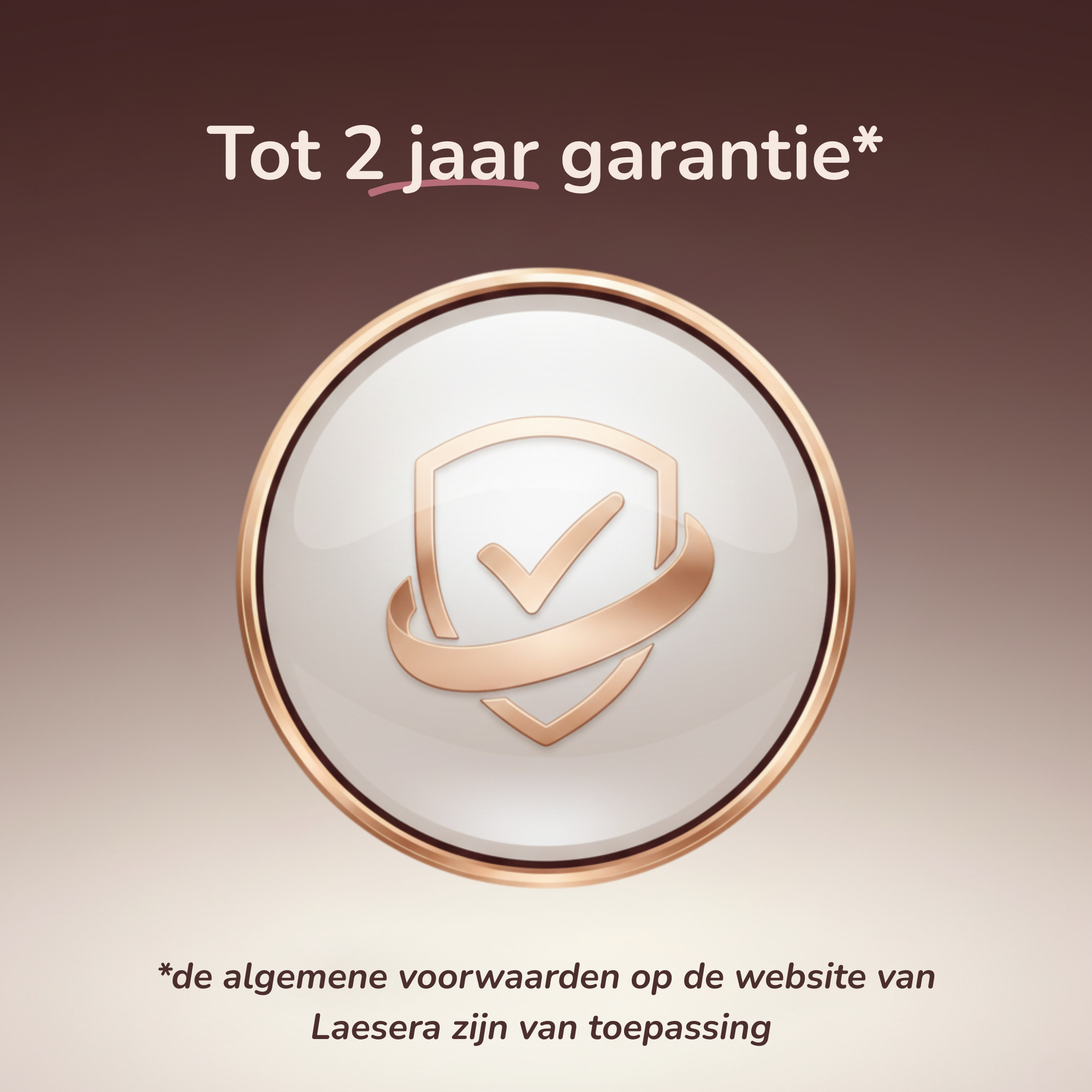 Garantie badge met tot 2 jaar garantie op Laesera IPL ontharingsapparaat