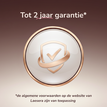 Garantie badge met tot 2 jaar garantie op Laesera IPL ontharingsapparaat