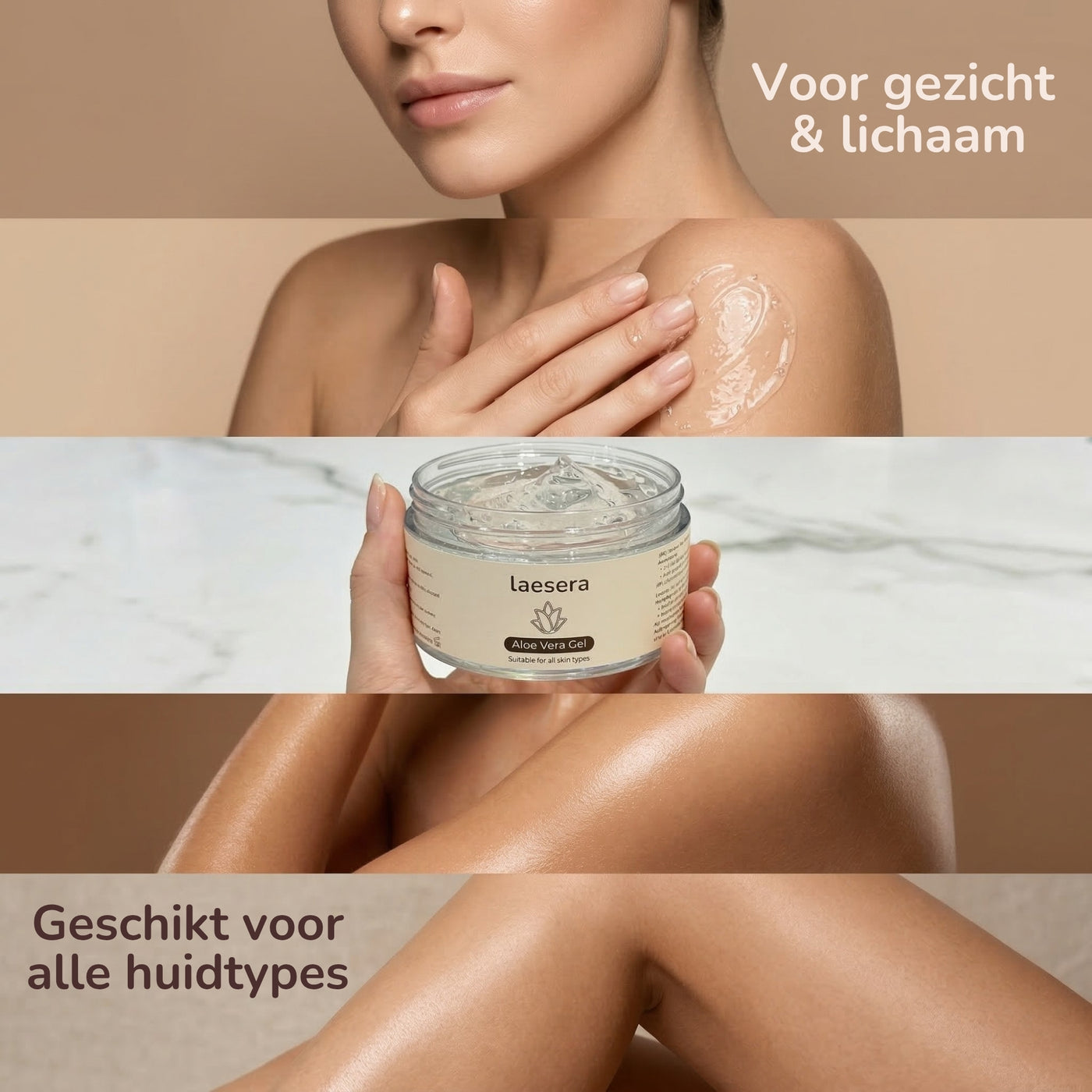 Laesera aloe vera gel geschikt voor gezicht en lichaam en alle huidtypes