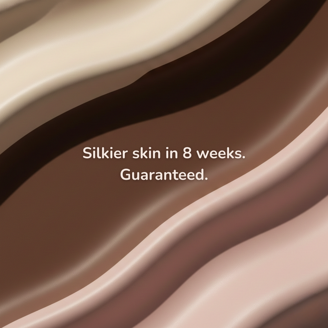 Abstracte visual met zachte golvende huidtinten die gladde huid en langdurige IPL-ontharing symboliseren.