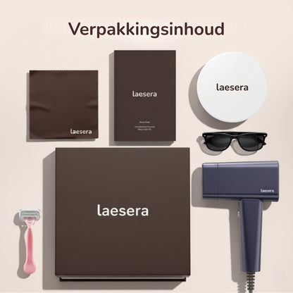 Inhoud van Laesera Nova One IPL set met apparaat, accessoires en verpakking