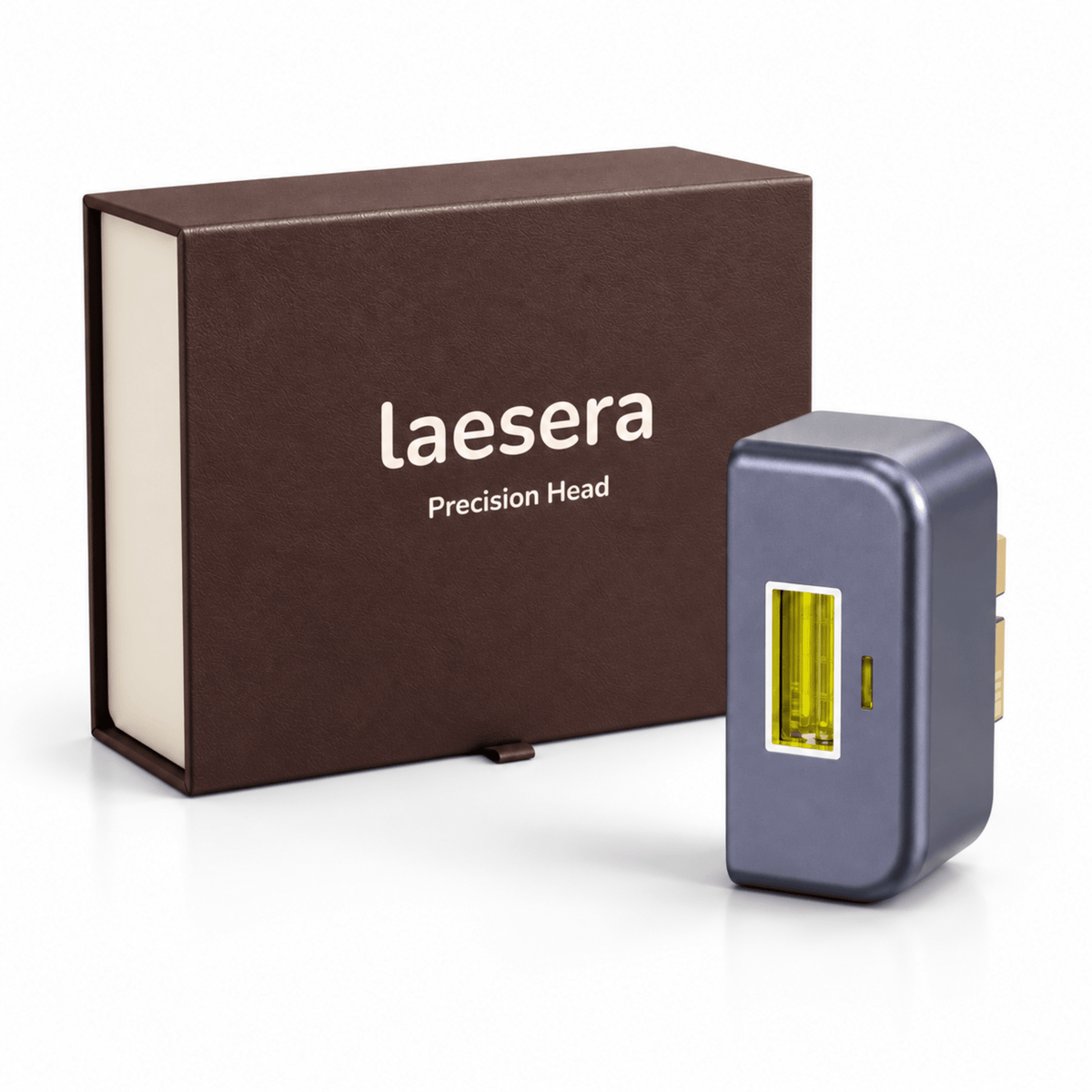 Laesera Precision Head, losse flitskop voor de Nova One IPL, naast de bruine verpakking