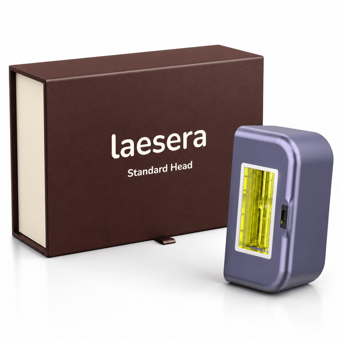 Laesera Standard Head, losse flitskop voor de Nova One IPL, naast de bruine verpakking