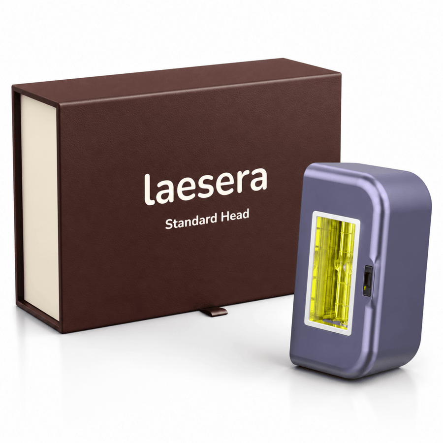 Laesera Standard Head, losse flitskop voor de Nova One IPL, naast de bruine verpakking